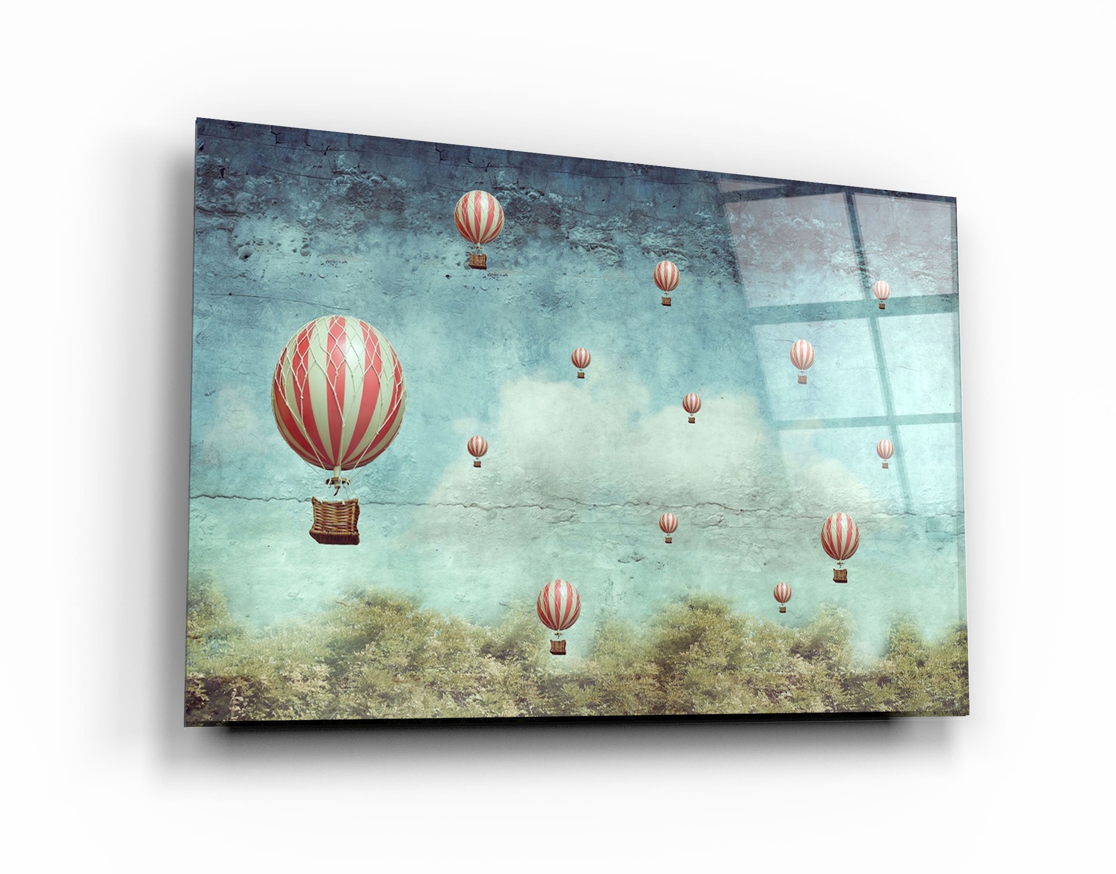 ・"Abstract Air Balloons"・Glass Wall Art