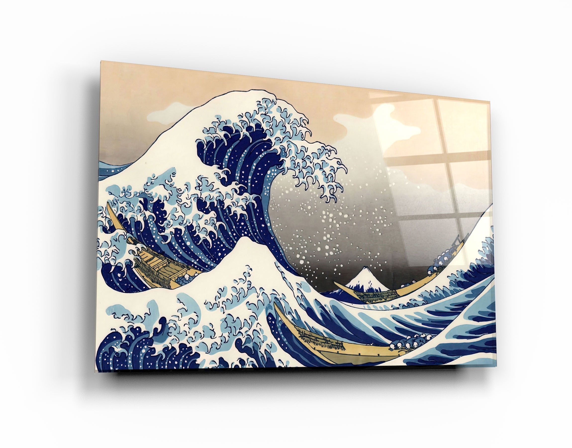 ・"La Grande Vague au large de Kanagawa (1829) par Hokusai"・Art mural en verre