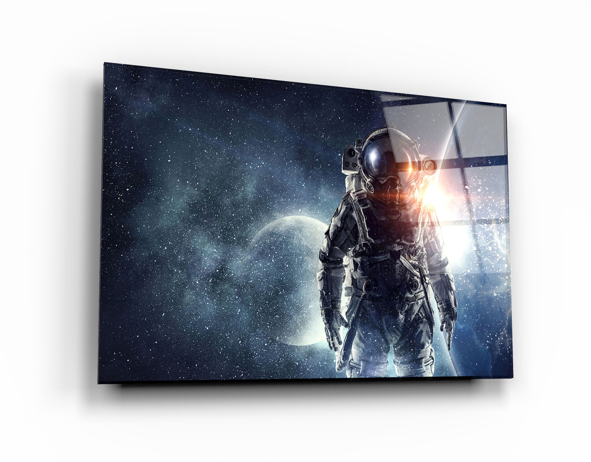 ・„Der coole Astronaut im Weltraum“・<tc>Glasbild</tc>