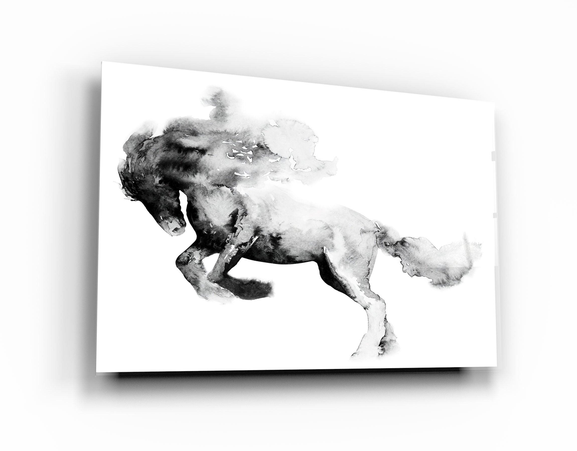 ・"Running Horse Silhouette"・Glass Wall Art