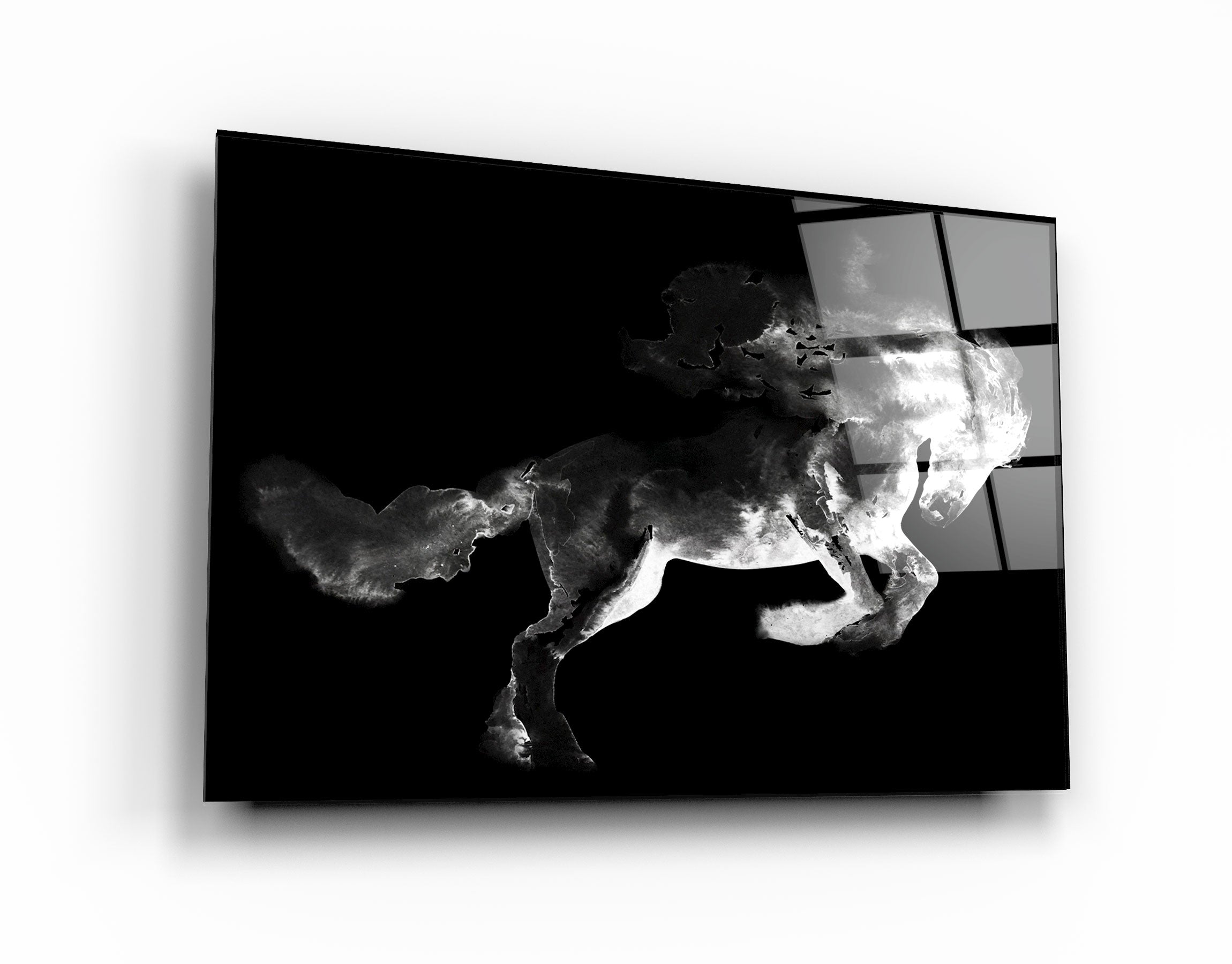 ・„Laufendes Pferd Silhouette V2“・<tc>Glasbild</tc>