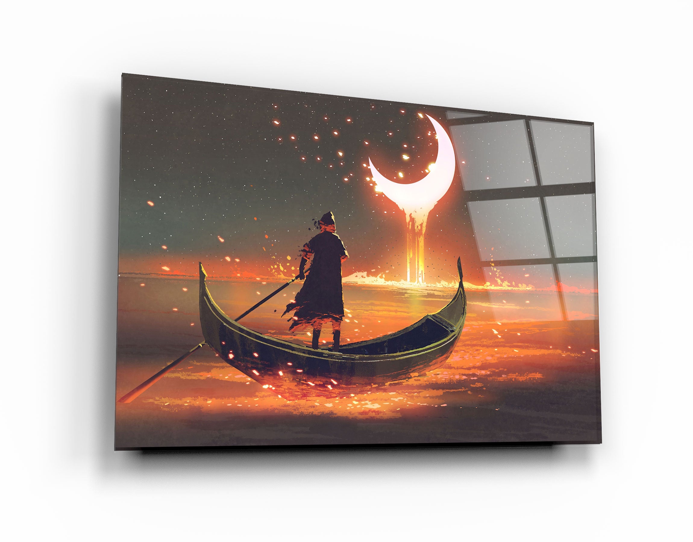 ・"Rowing The Boat Into A Fantasy World"・Glass Wall Art