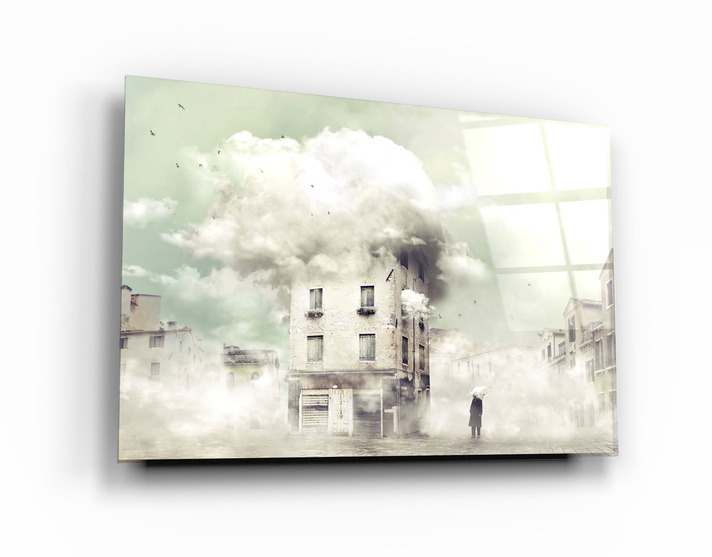 ・"The Foggy Building"・Glass Wall Art