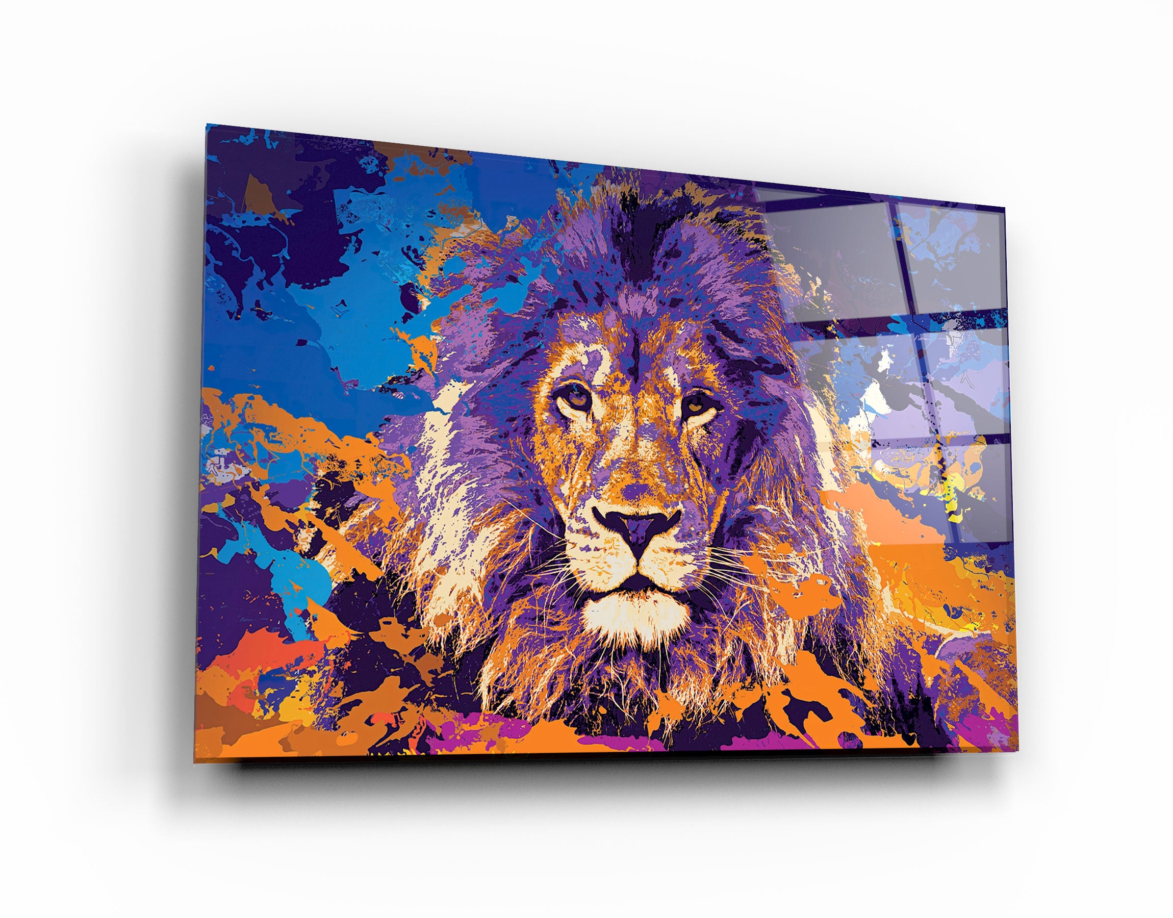 ・« Le lion en couleurs »・Art mural en verre