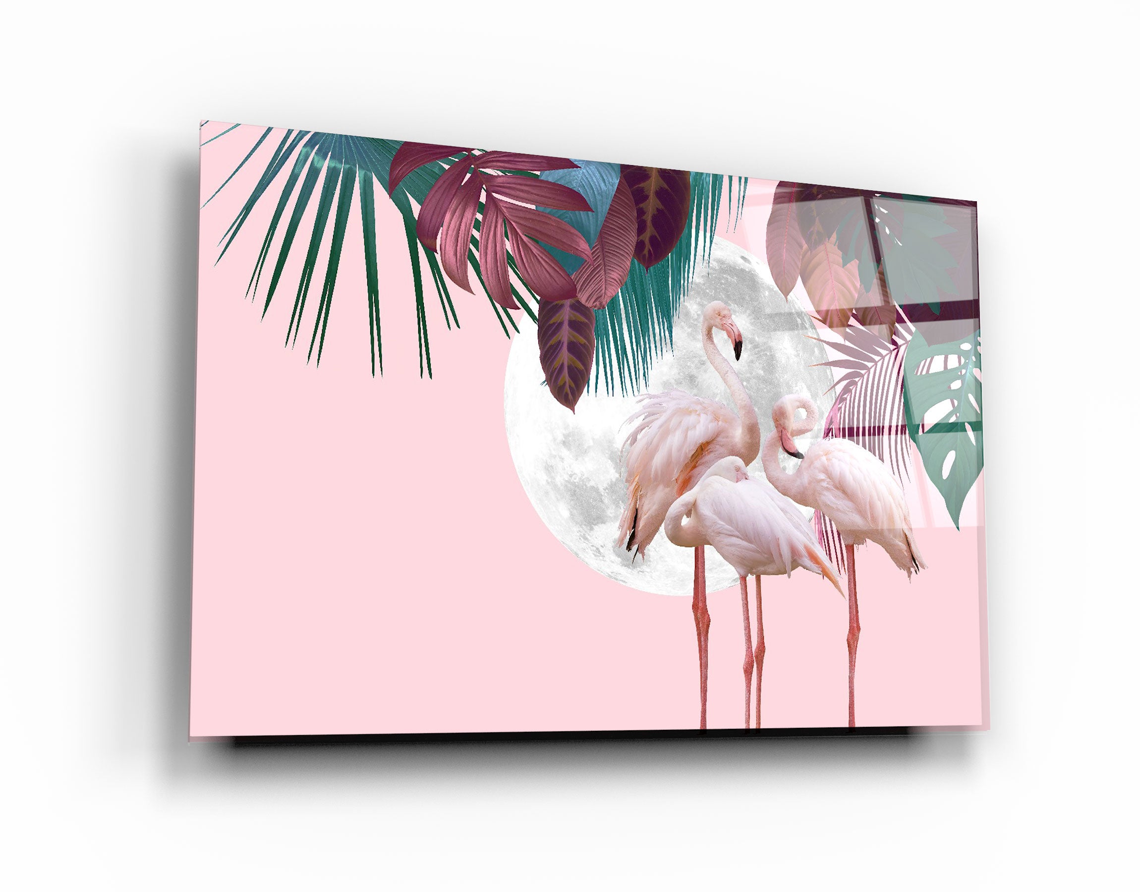 ・« Flamant rose »・Art mural en verre