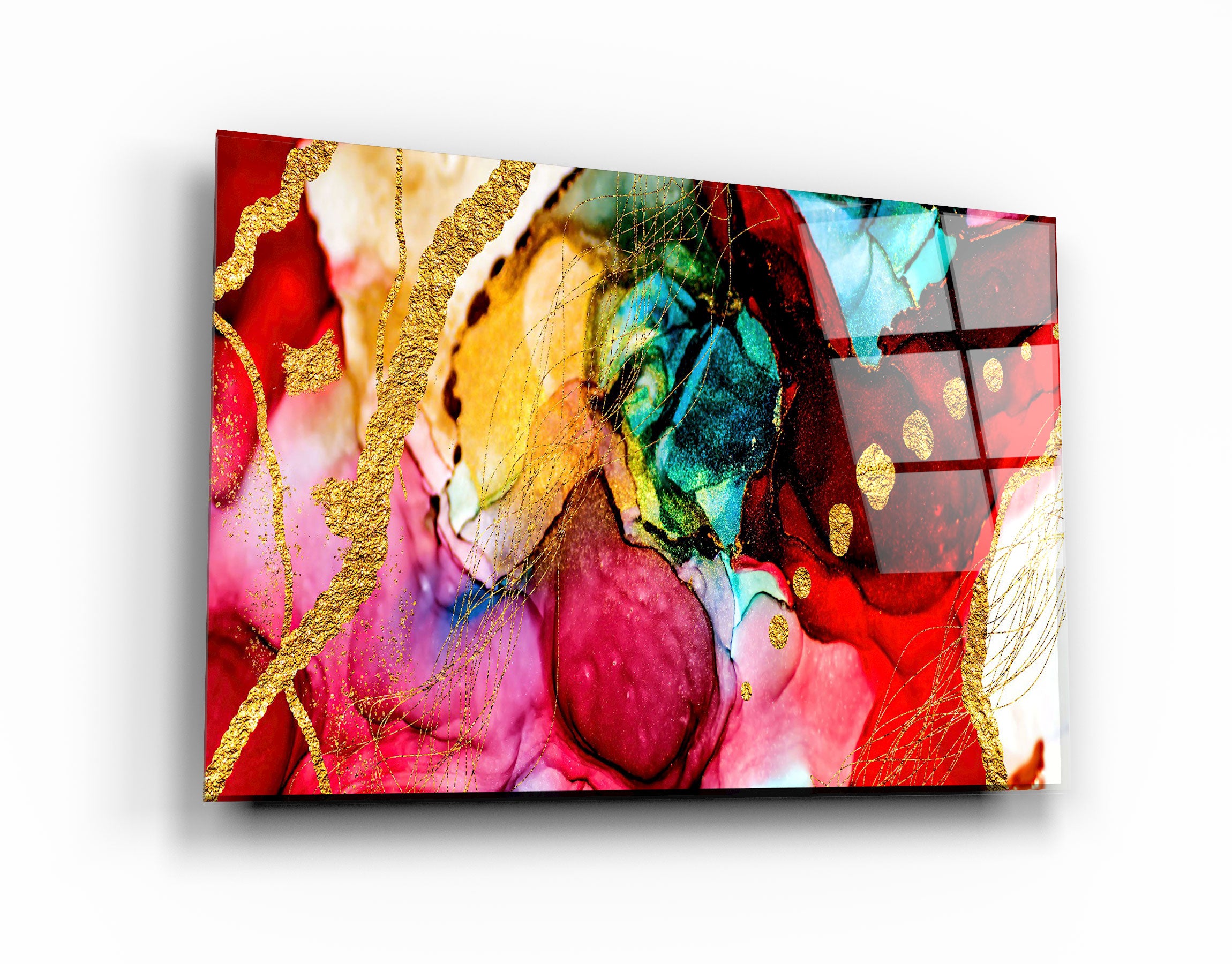・"Marble Design With Golden Touches"・Glass Wall Art