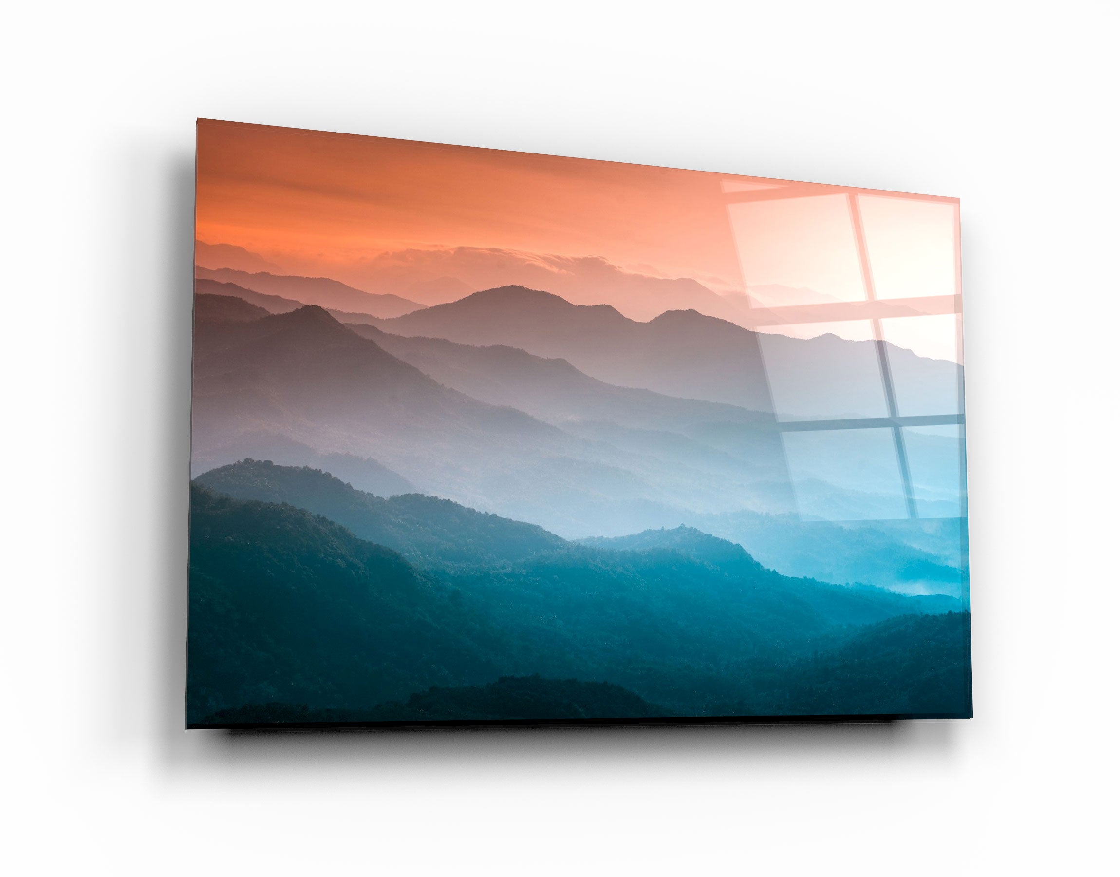 ・„Die Natur zwischen Orange und Blau“・<tc>Glasbild</tc>