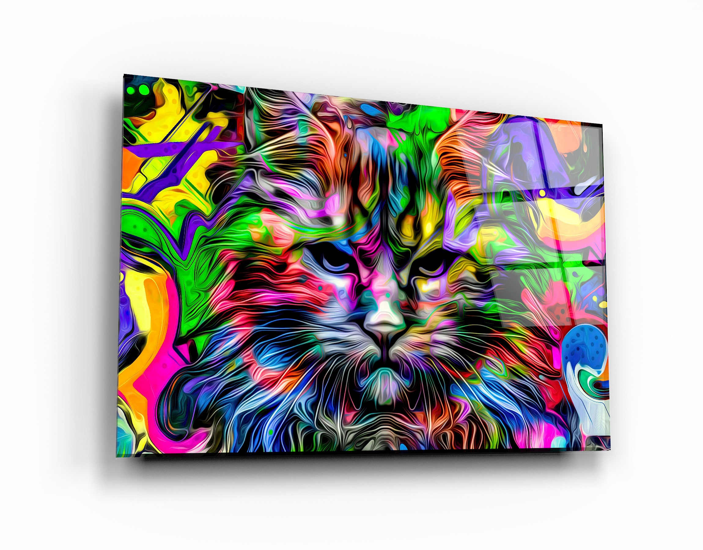 ・"Chat coloré"・Art mural en verre