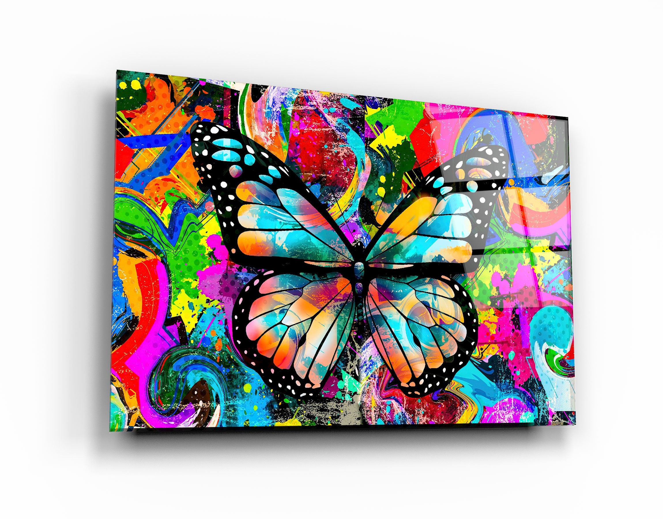 ・"Papillon coloré"・Art mural en verre