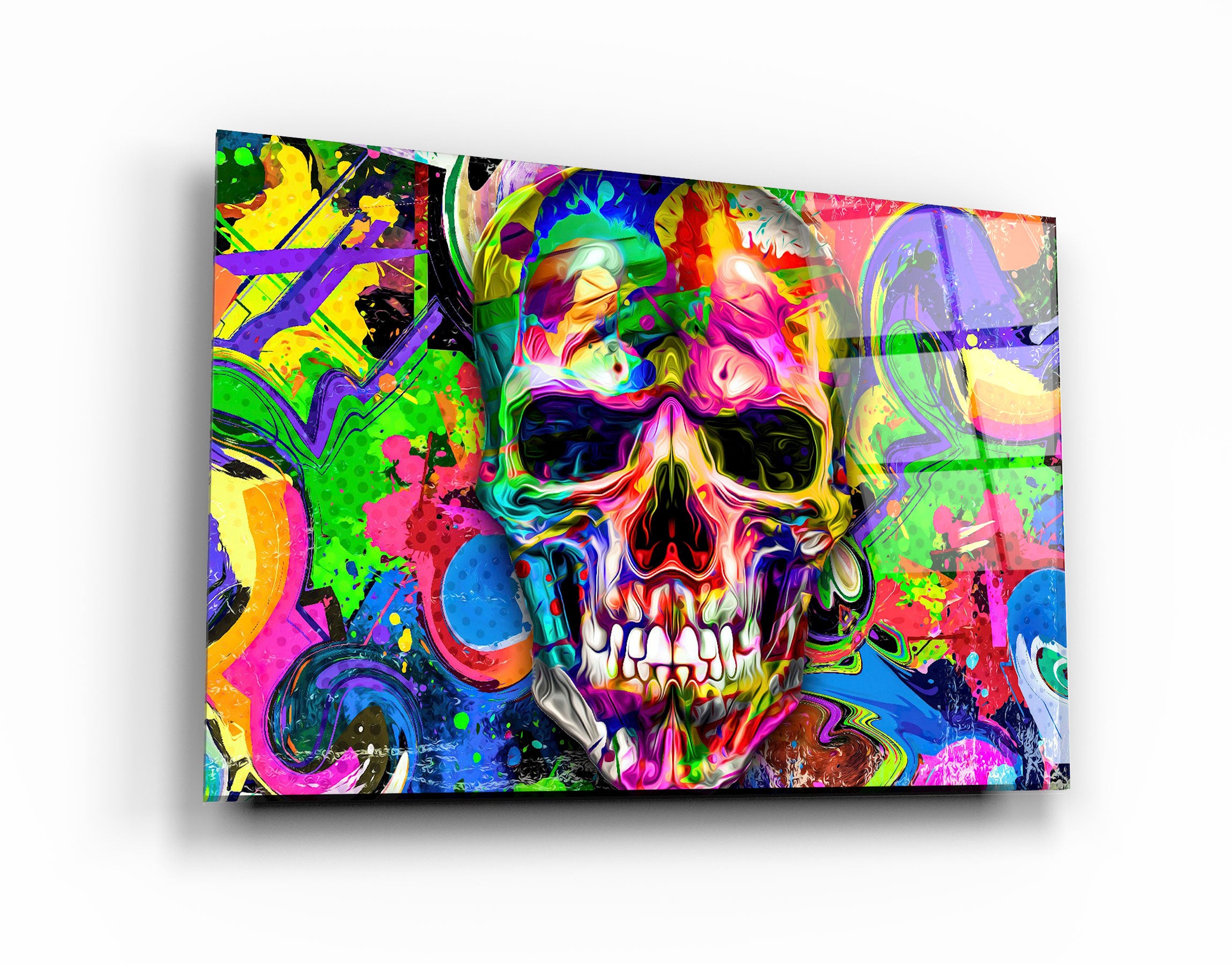・"Skull Graffiti Art"・Glass Wall Art