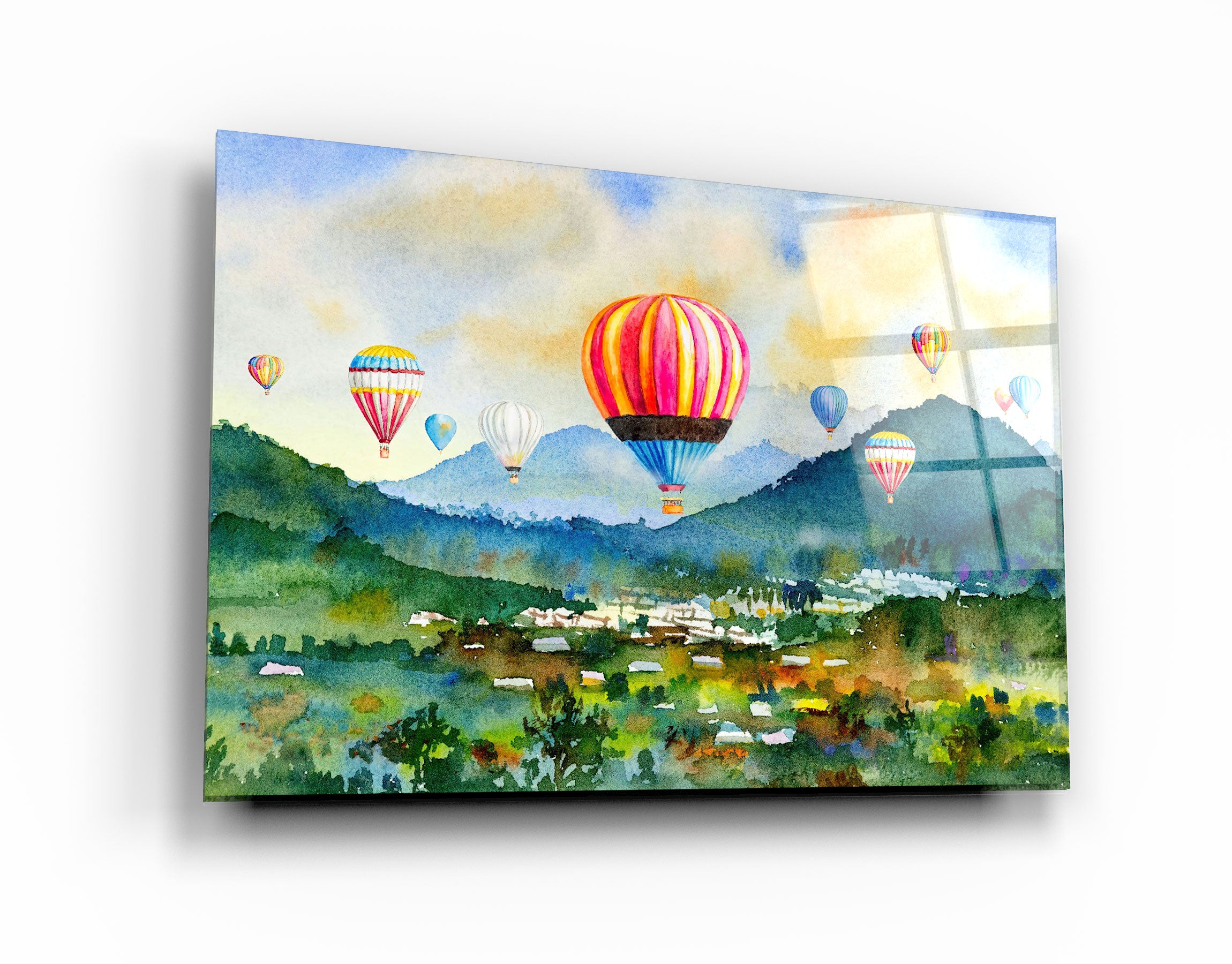 ・"The Village Of Hot Air Balloon"・Glass Wall Art