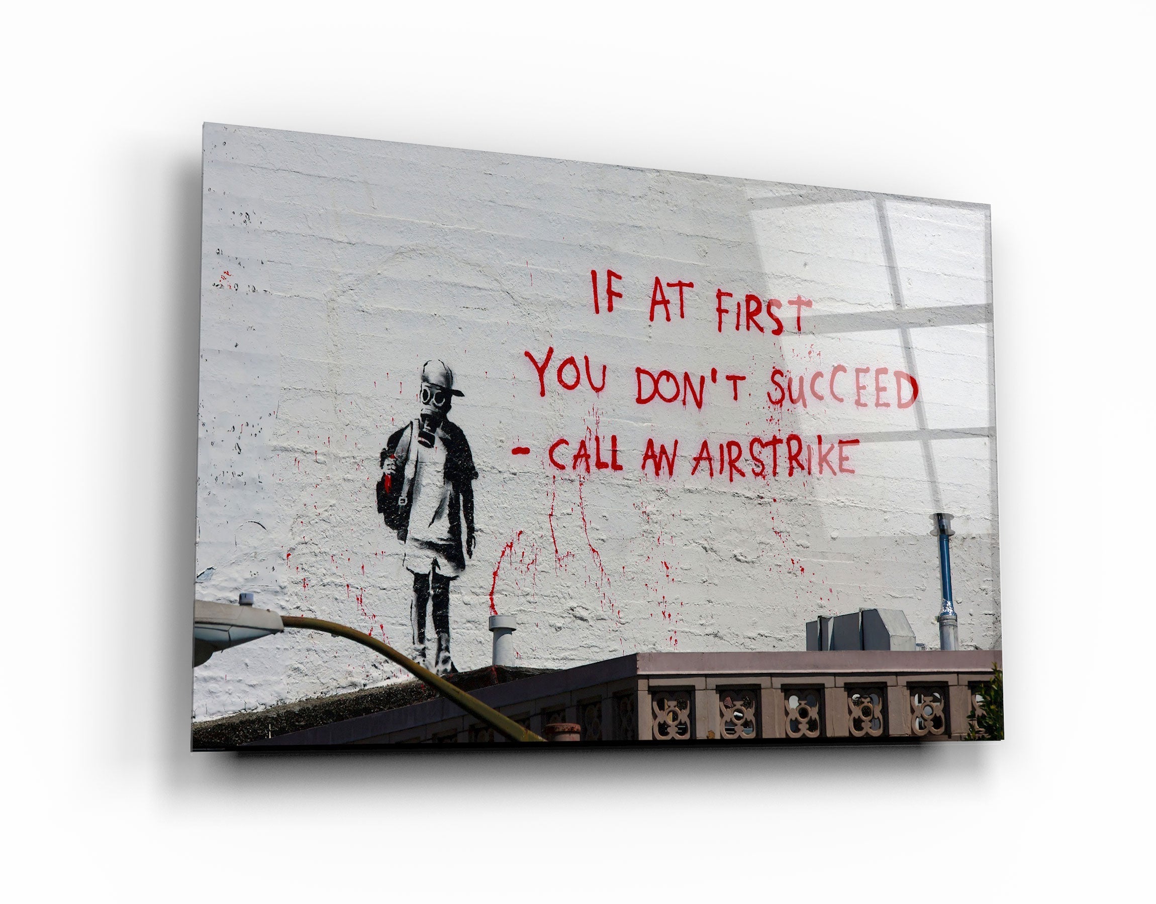 ・"Banksy - Call an Airstrike"・Glass Wall Art
