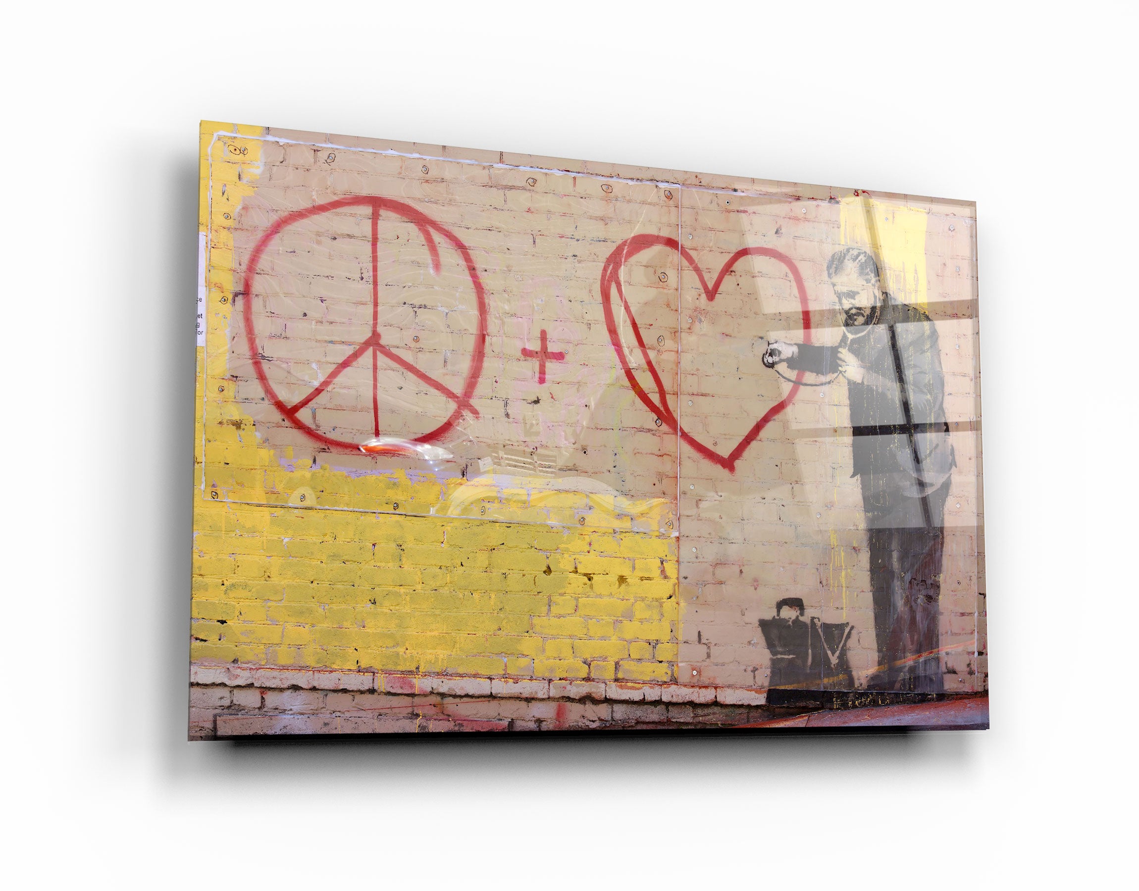 ・"Banksy - Love and Peace"・Glass Wall Art