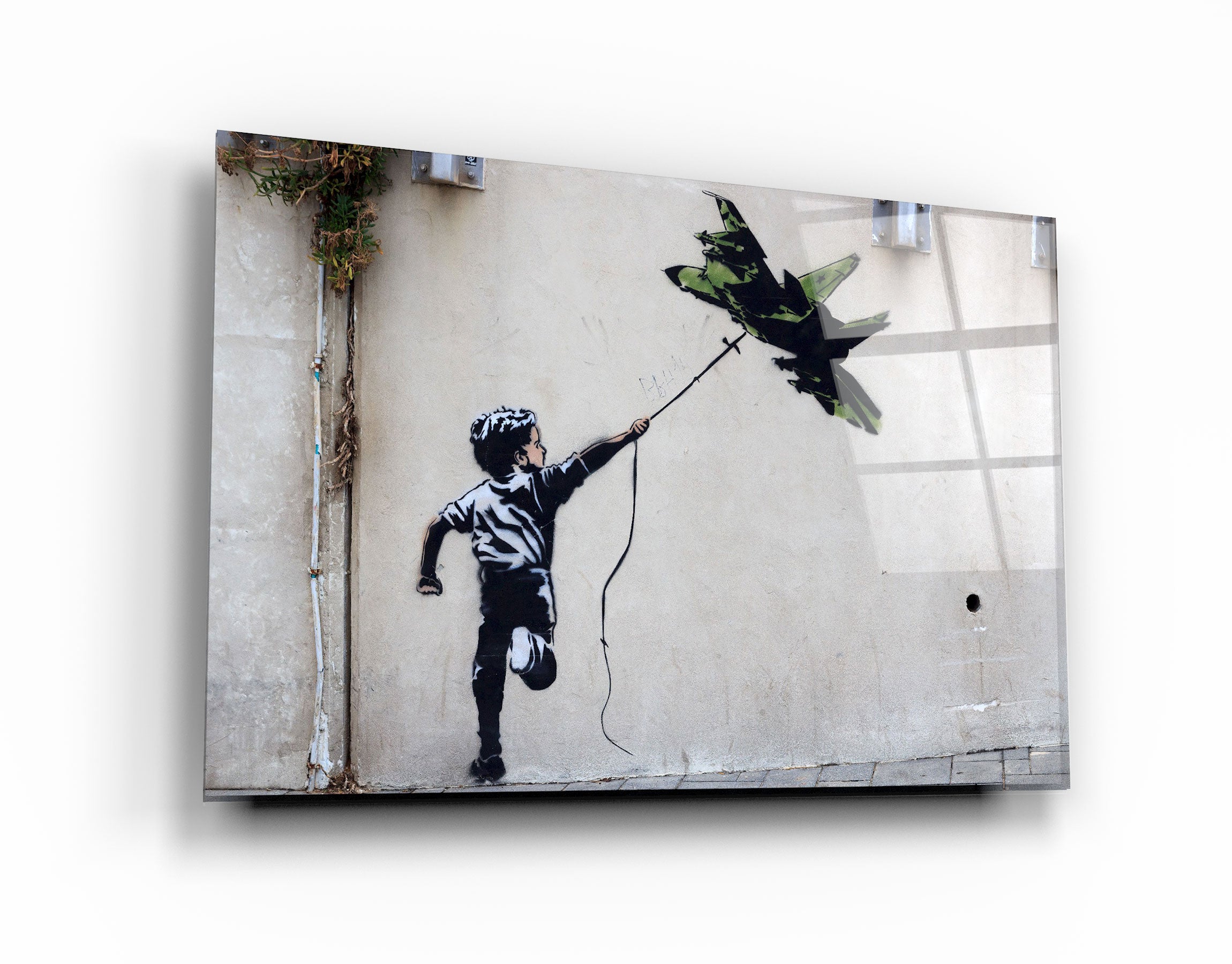 ・"Banksy - Fighter Jet Kite"・Glass Wall Art