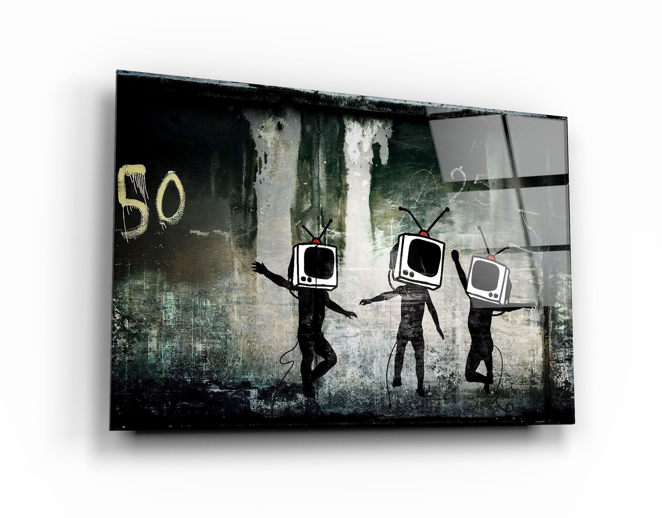 ・"Banksy - Dancing TV"・Glass Wall Art