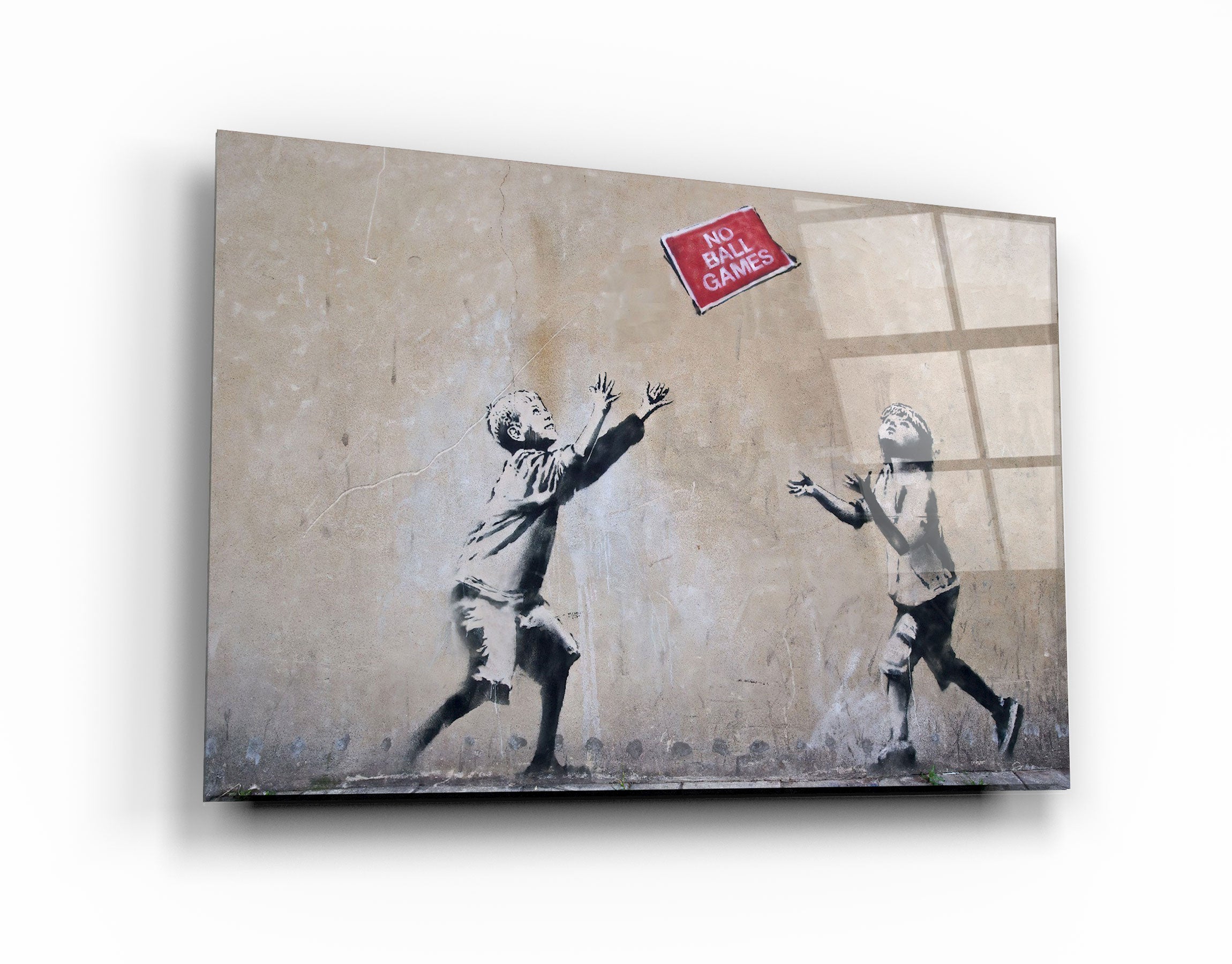 ・"Banksy - No Ball Games"・Art mural en verre