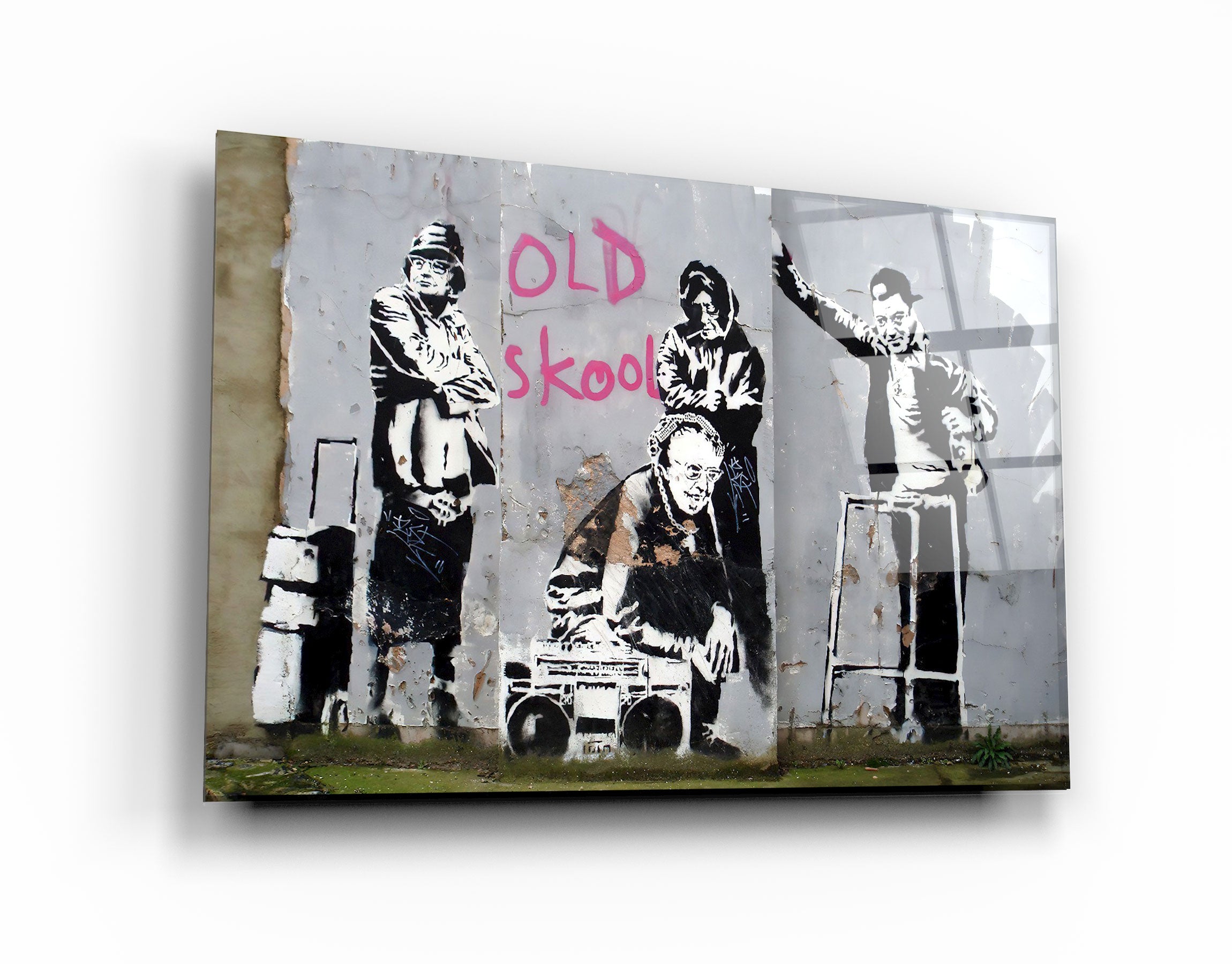 ・"Banksy - Old Skool"・Art mural en verre
