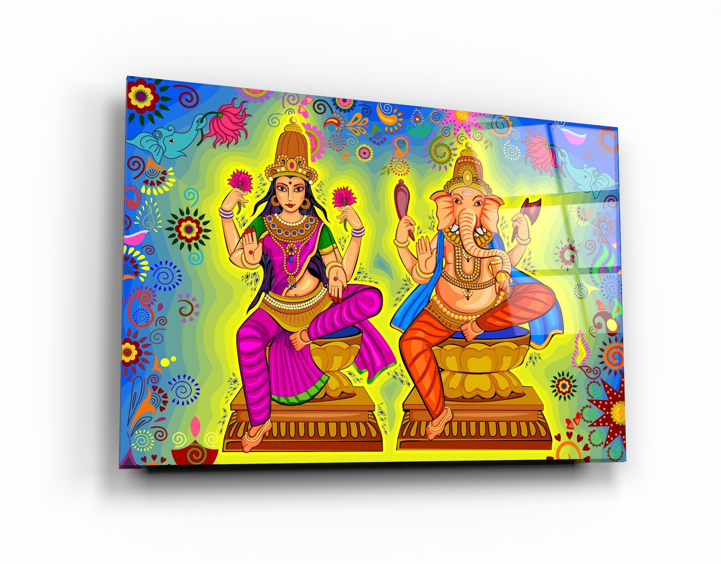 ・« Illustration du Seigneur Ganesha »・Art mural en verre