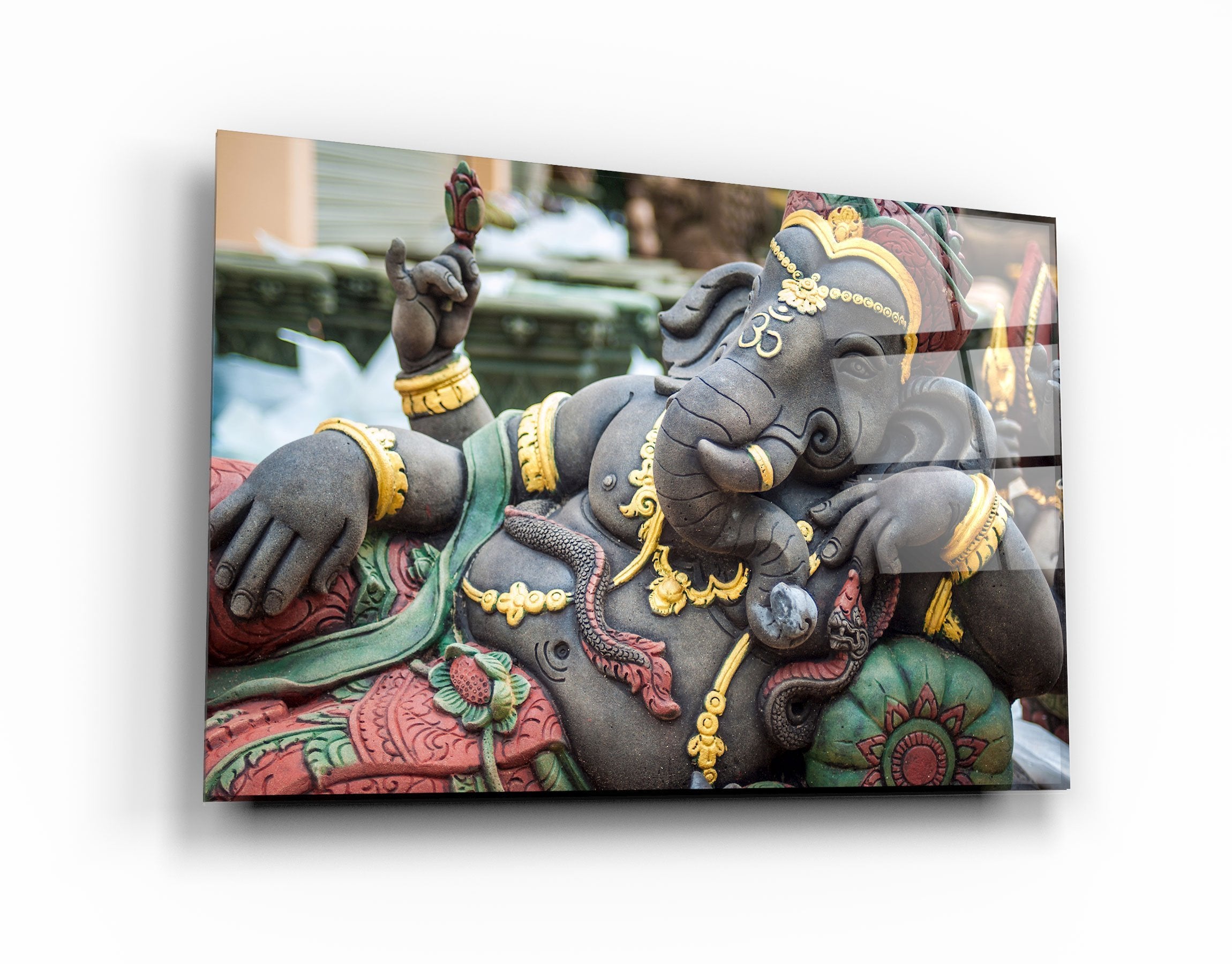 ・"Lord Ganesha Sculpture"・Glass Wall Art