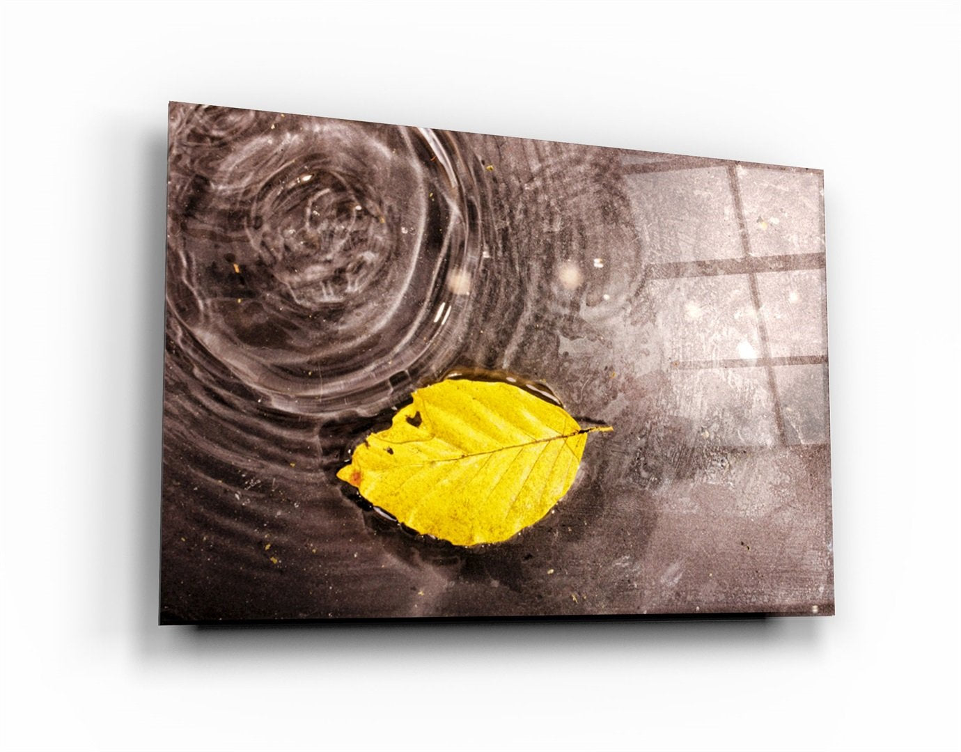 ・"Yellow Leaf"・Glass Wall Art