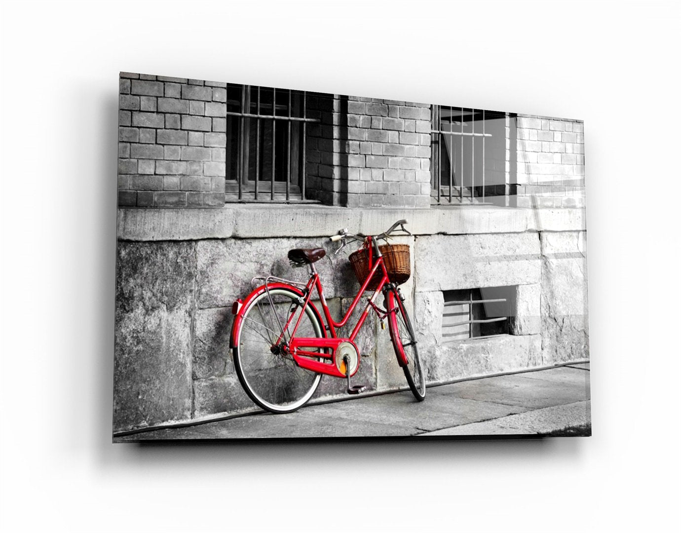 ・"Red Bicycle"・Glass Wall Art