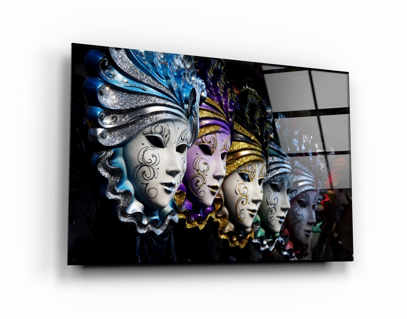 ・"Venetian Carnival Masks"・Glass Wall Art