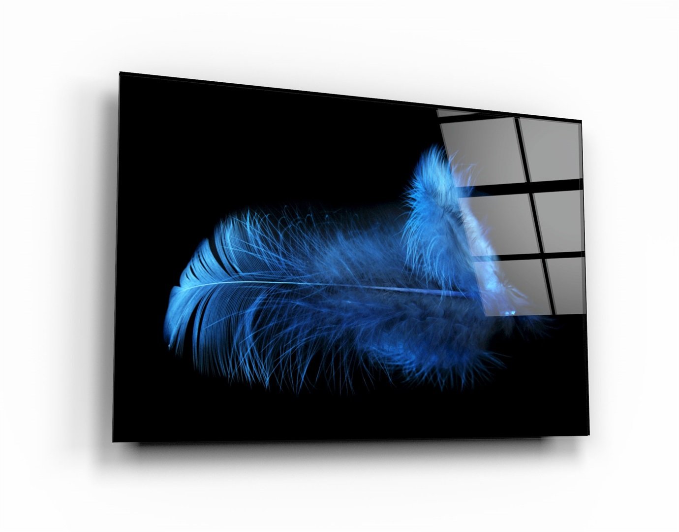 ・"Blue Feather"・Glass Wall Art