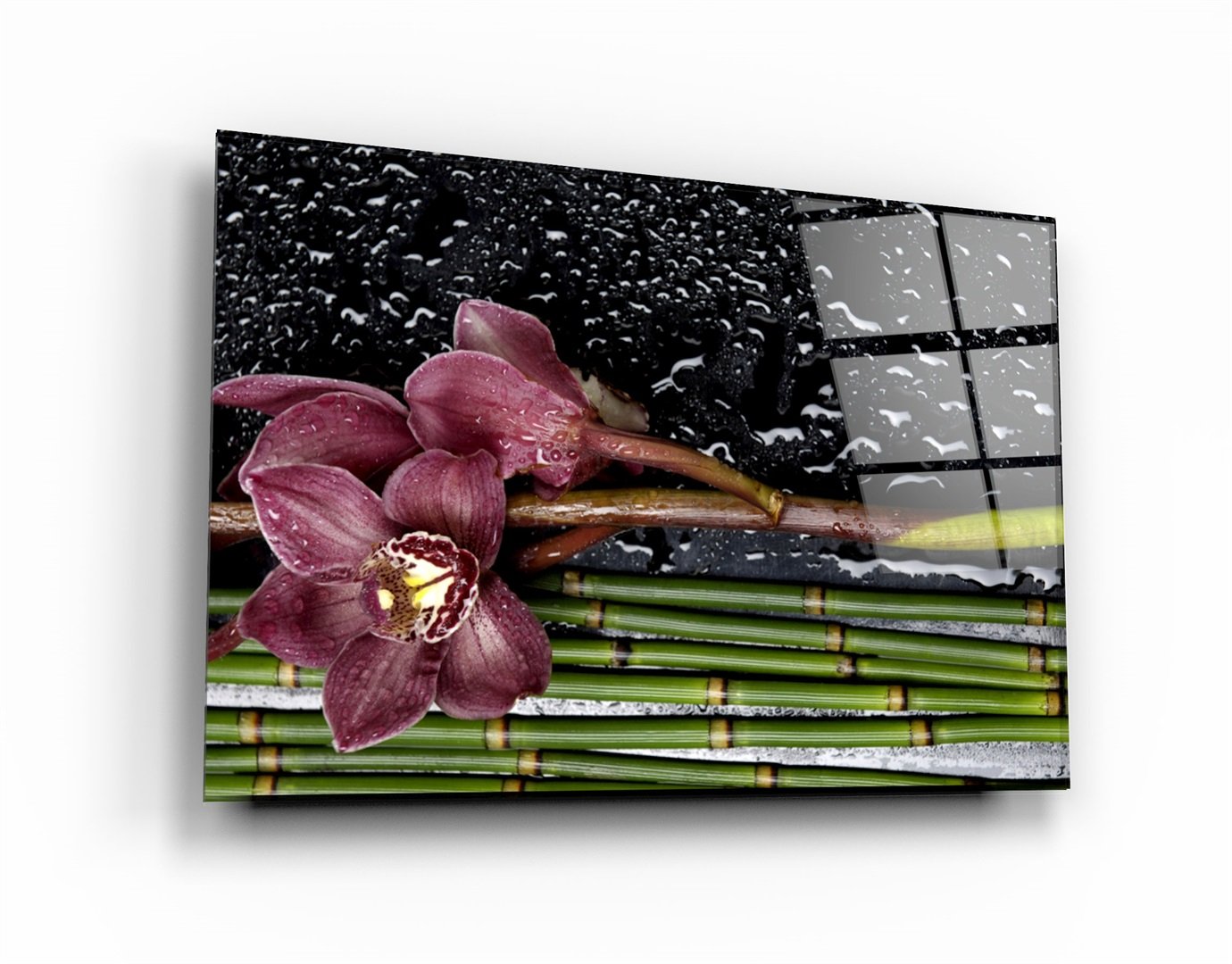 ・"Wet Orchid"・Glass Wall Art