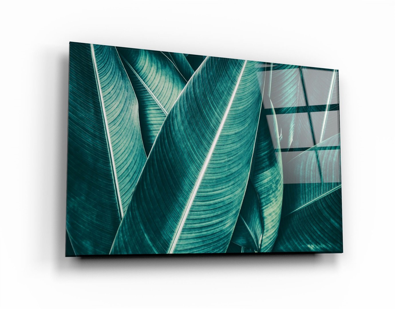 ・"Green Tropical Leaf 2"・Glass Wall Art