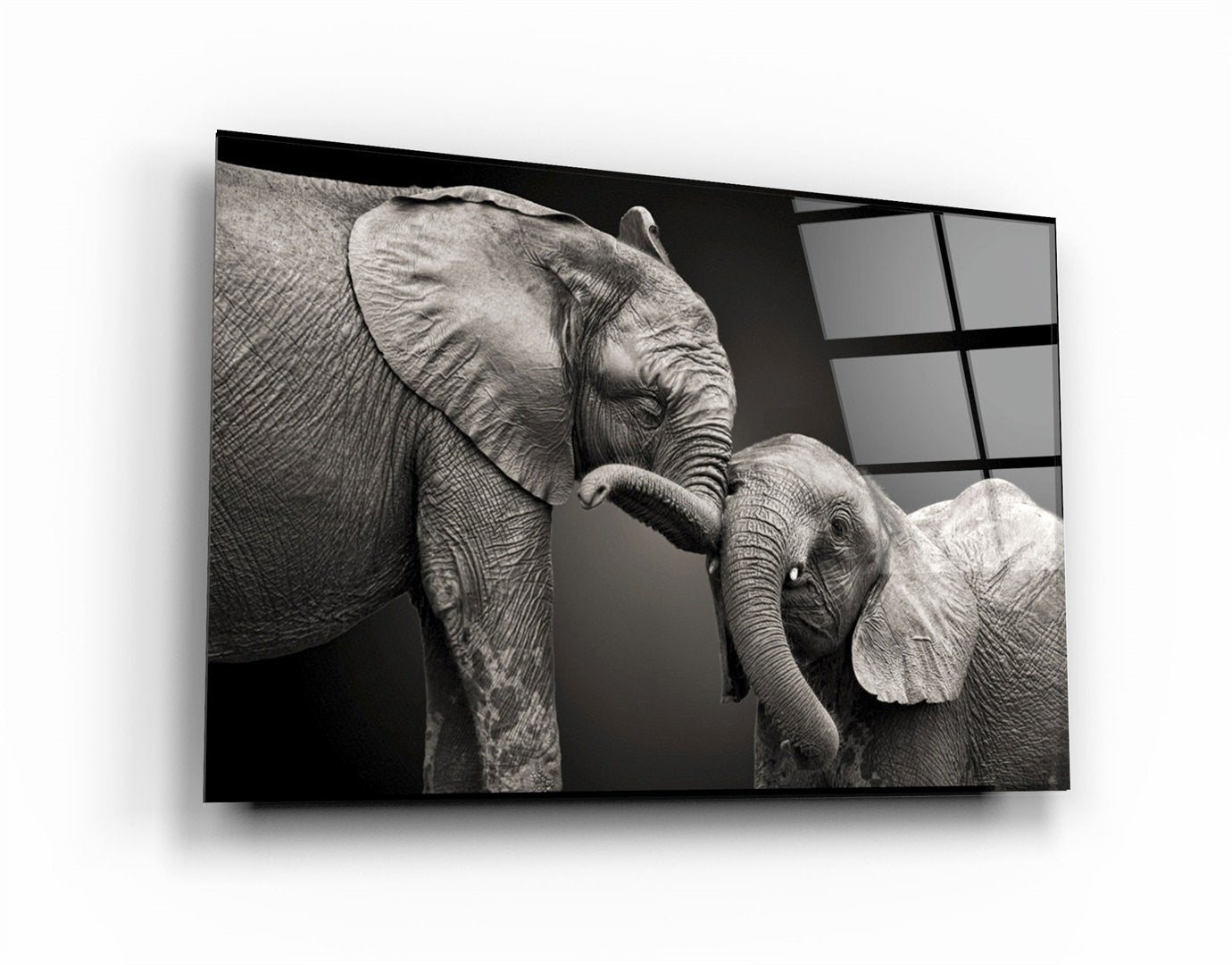 ・"Elephants"・Glass Wall Art