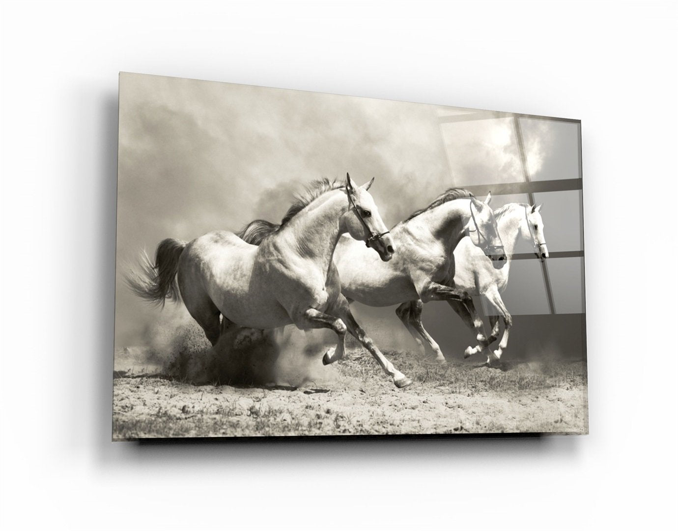 ・"Running Horses"・Glass Wall Art