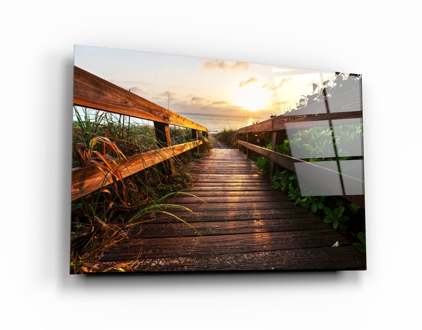 ・"Coucher de soleil sur la plage"・Art mural en verre