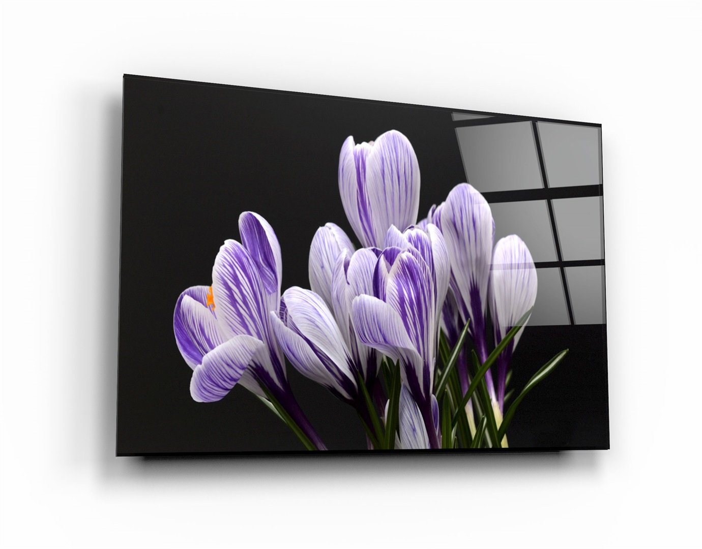 ・"Purple Flowers"・Glass Wall Art