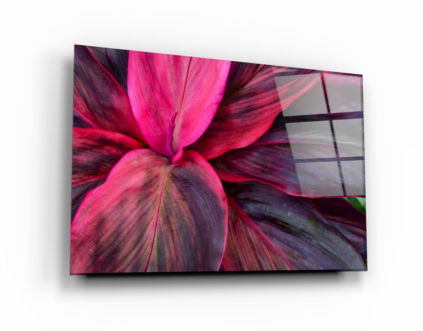 ・"Pink Leaves"・Glass Wall Art