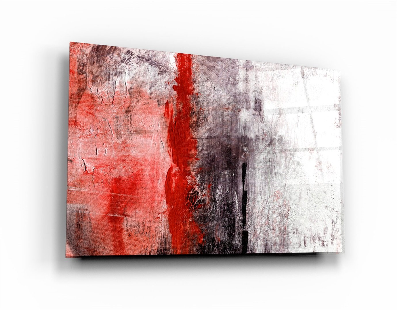 ・« Motif rouge abstrait »・Art mural en verre