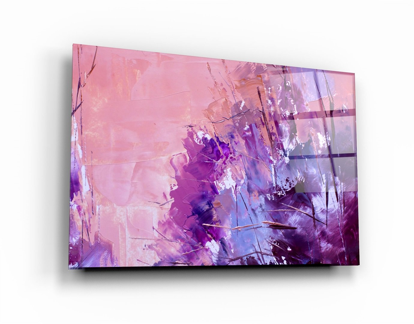 ・« Motif violet abstrait V2 »・Art mural en verre