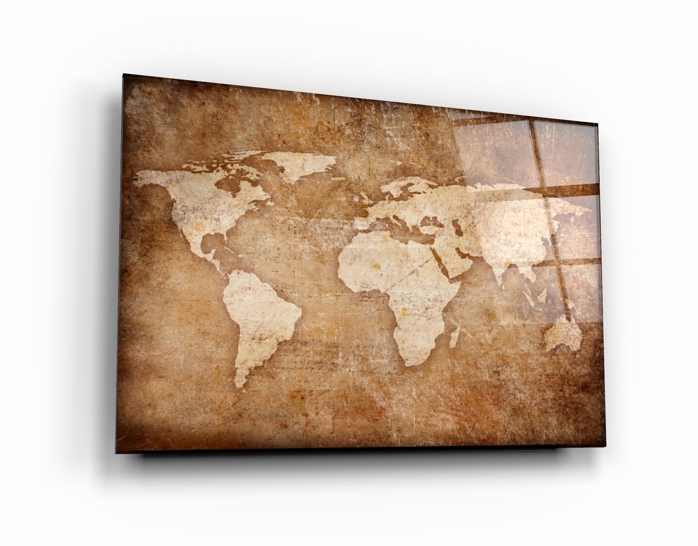 ・"World Map Classic"・Glass Wall Art
