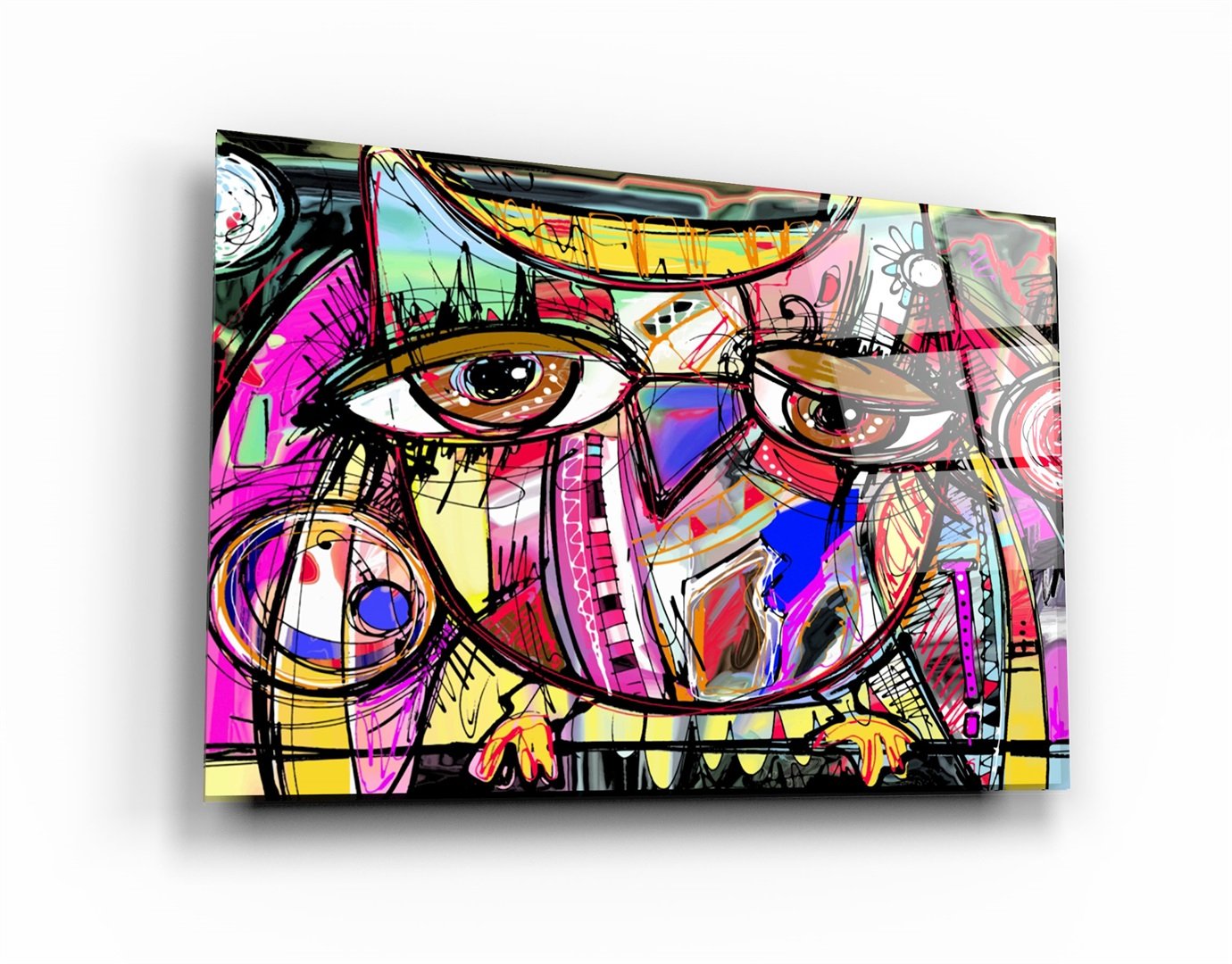 ・"Owl Abstract"・Glass Wall Art