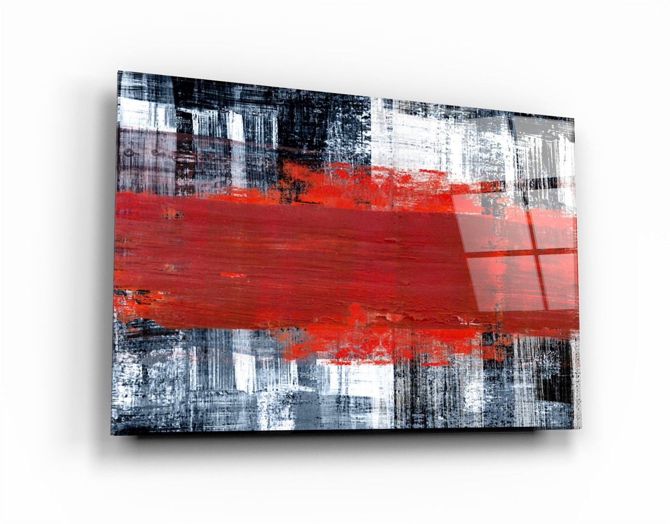 ・"Red Thick Line"・Glass Wall Art