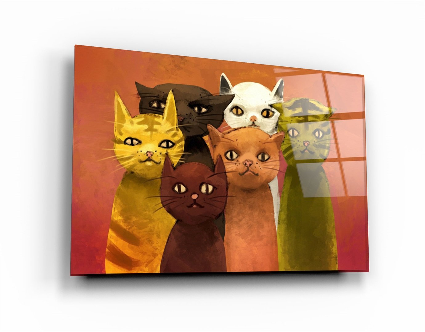 ・"The Cat Family"・Glass Wall Art