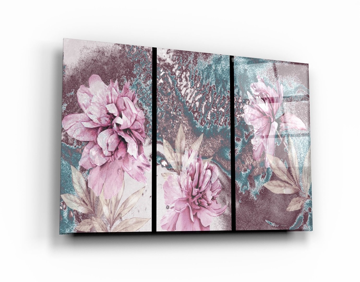 ・"Divided Flowers"・Glass Wall Art