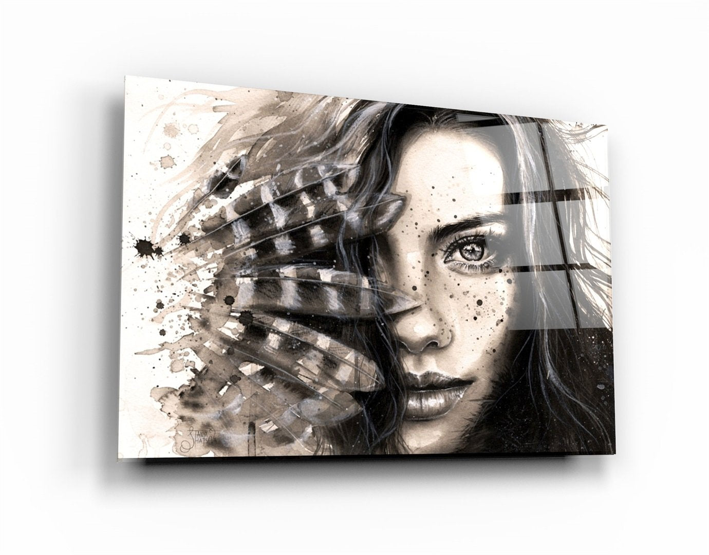 ・"Hiding Woman"・Glass Wall Art