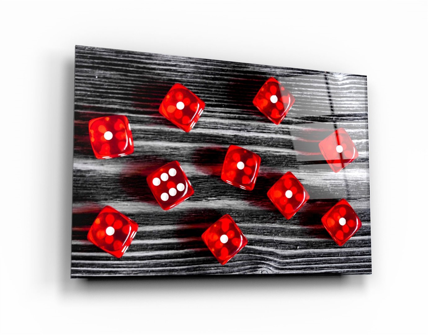・"Red Dice"・Glass Wall Art