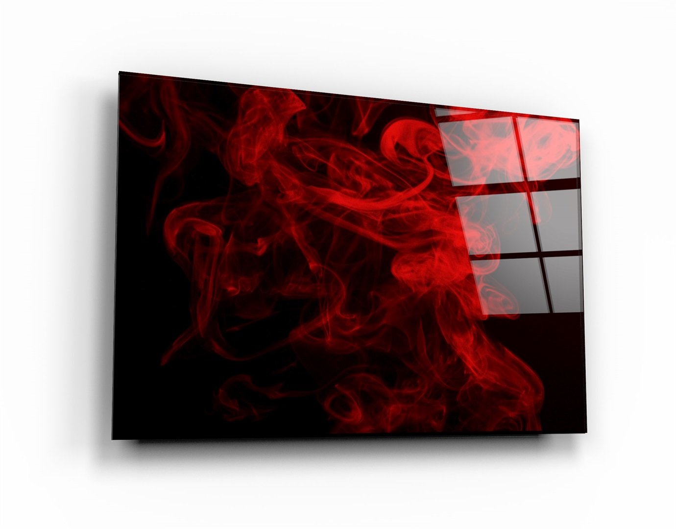 ・"Red Smoke2"・Glass Wall Art