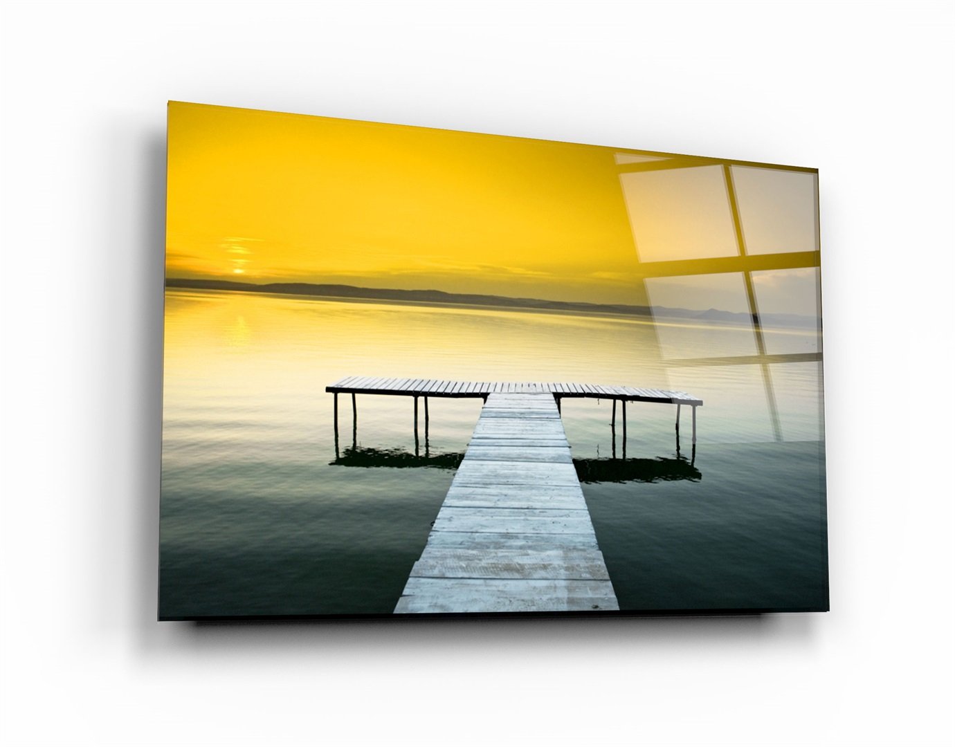 ・„Sonnenuntergang am Pier“・<tc>Glasbild</tc>
