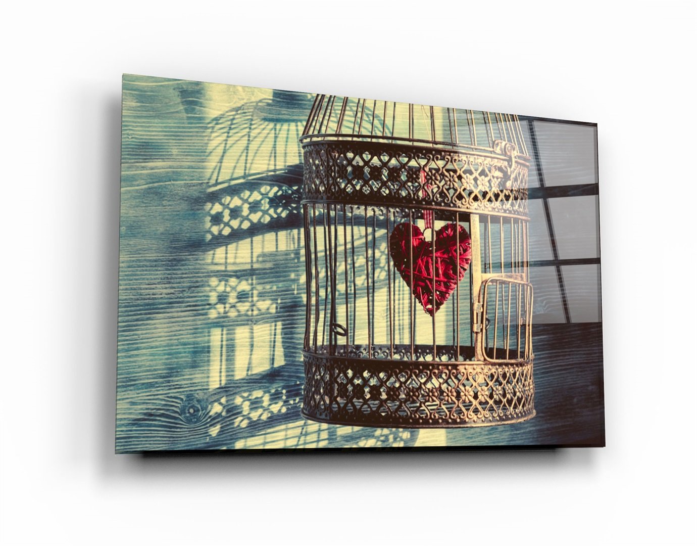 ・"The Heart in the Cage"・Glass Wall Art