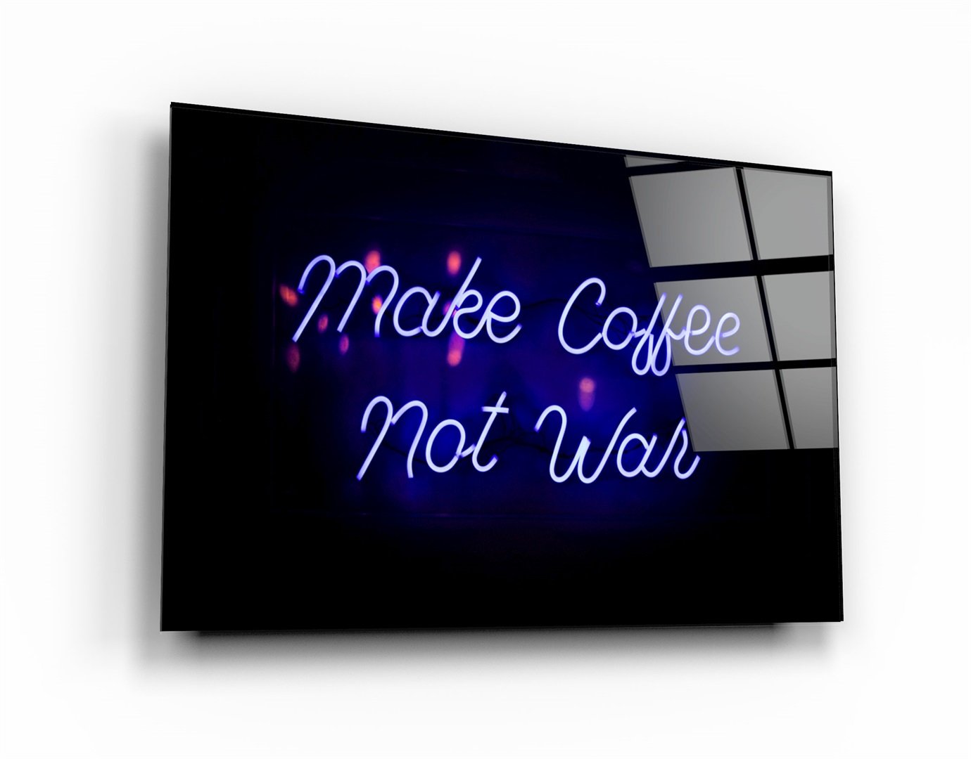 ・"Make Coffee, Not War"・Glass Wall Art