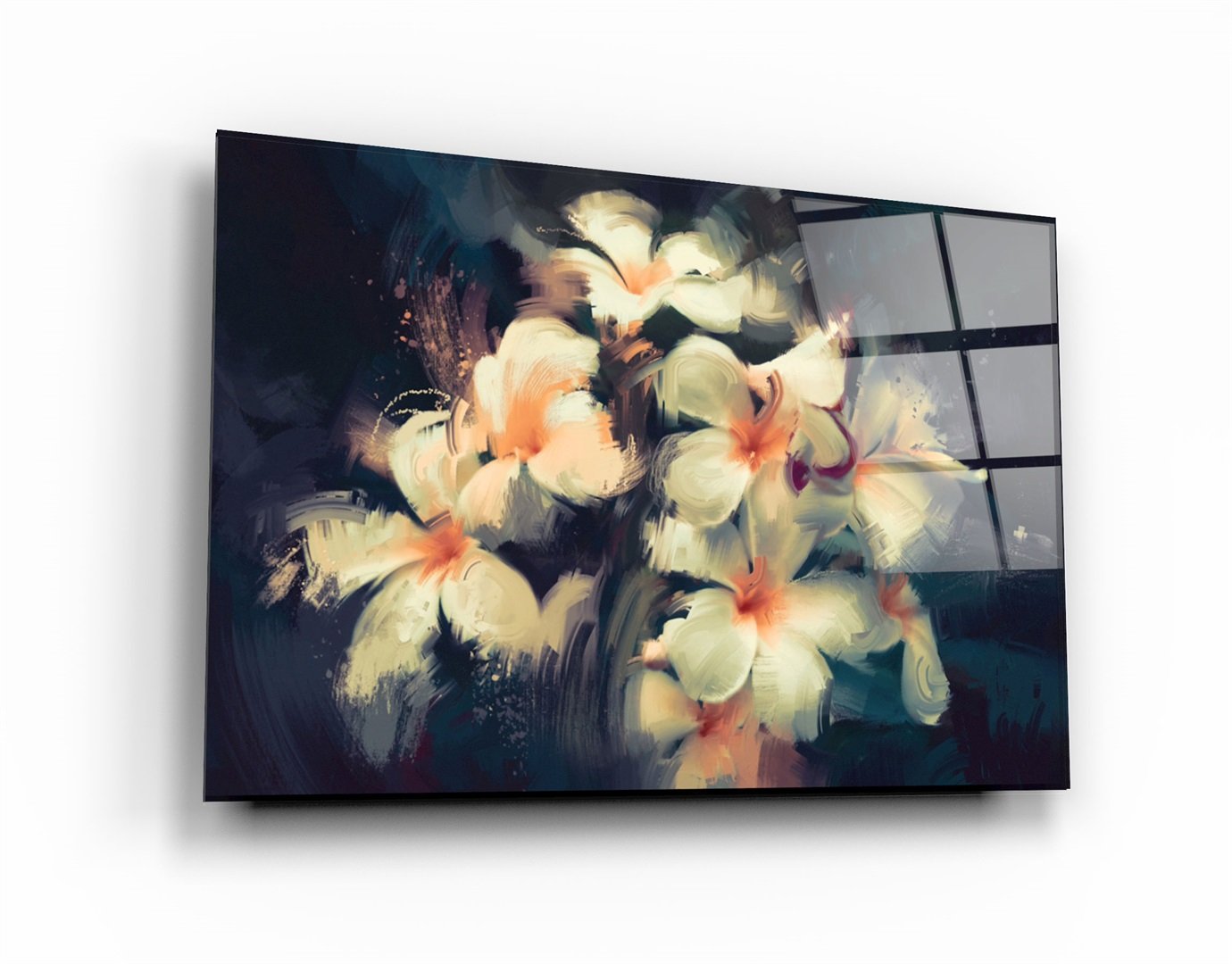 ・"Abstract Flowers V2"・Glass Wall Art