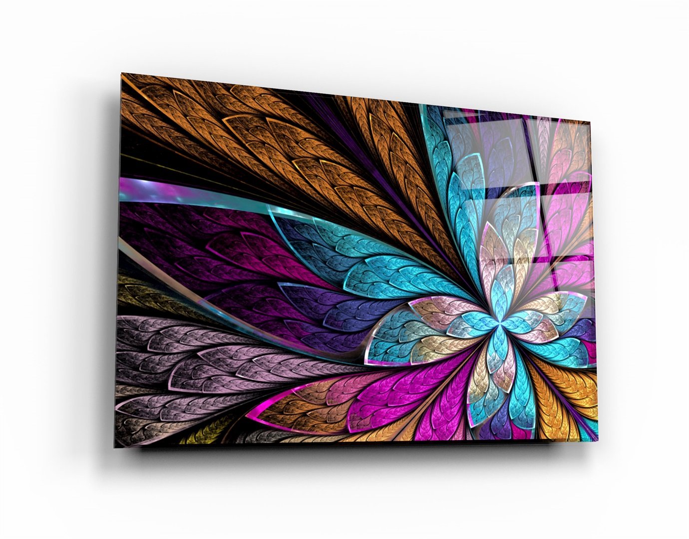 ・"Feuilles de couleur néon"・Art mural en verre