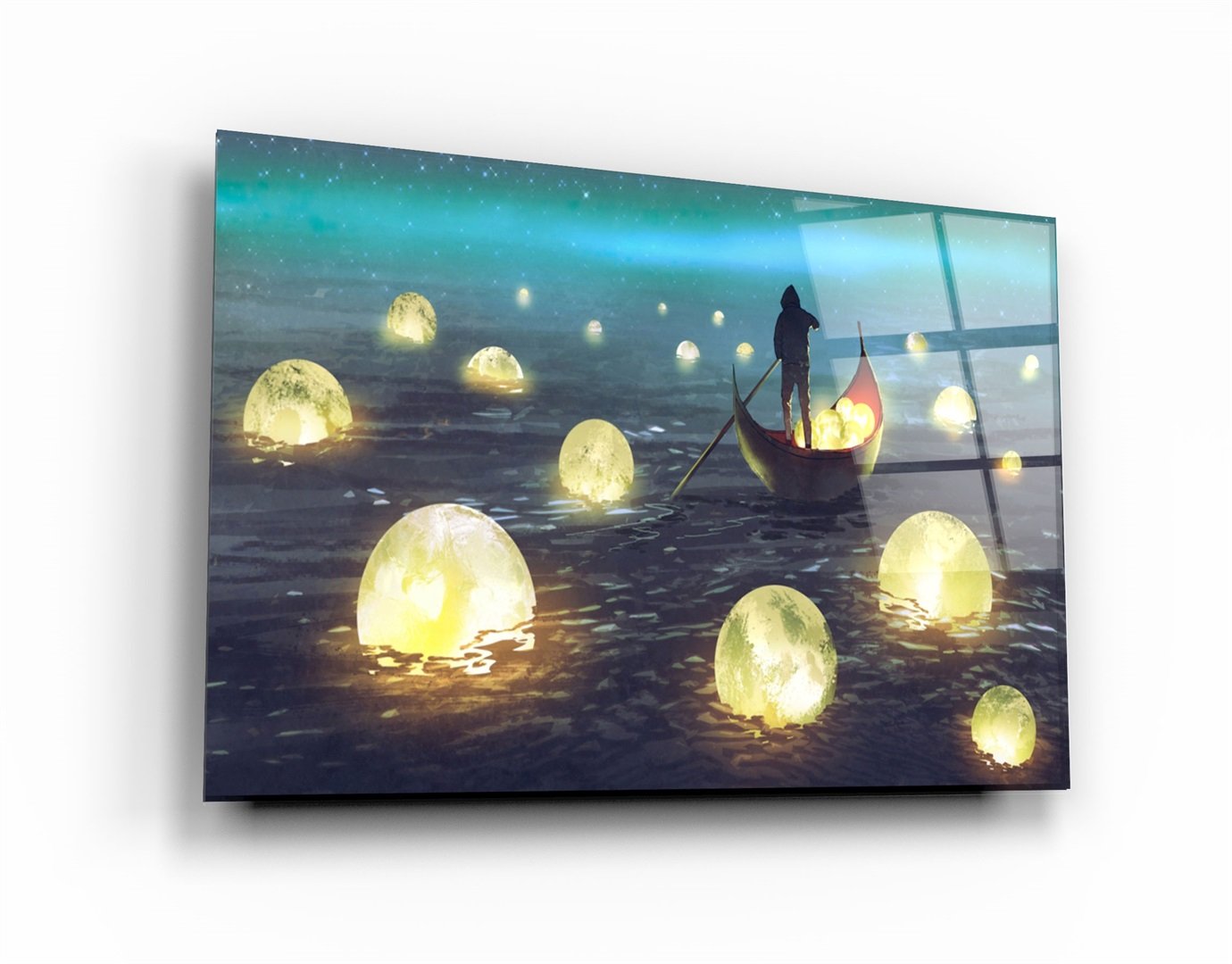 ・"Lights on the Sea"・Glass Wall Art